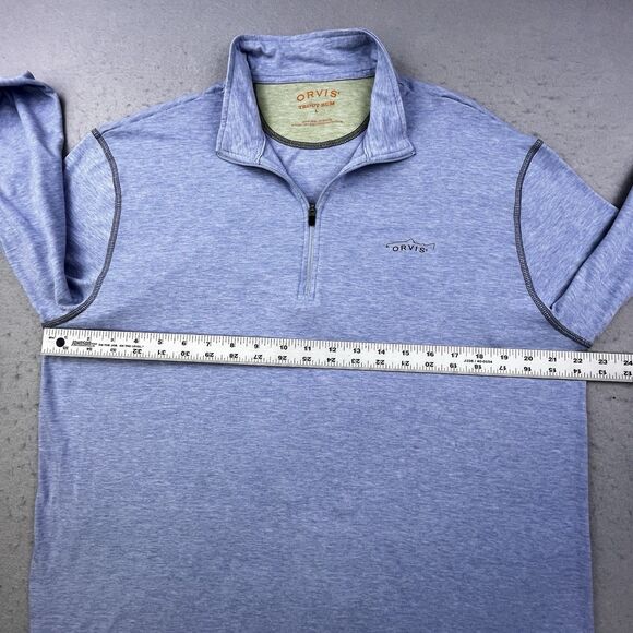Orvis Trout Bum 1/4 Zip Shirt Mens Large Blue Long Sleeve Pullover Fishing - Picture 7 of 8
